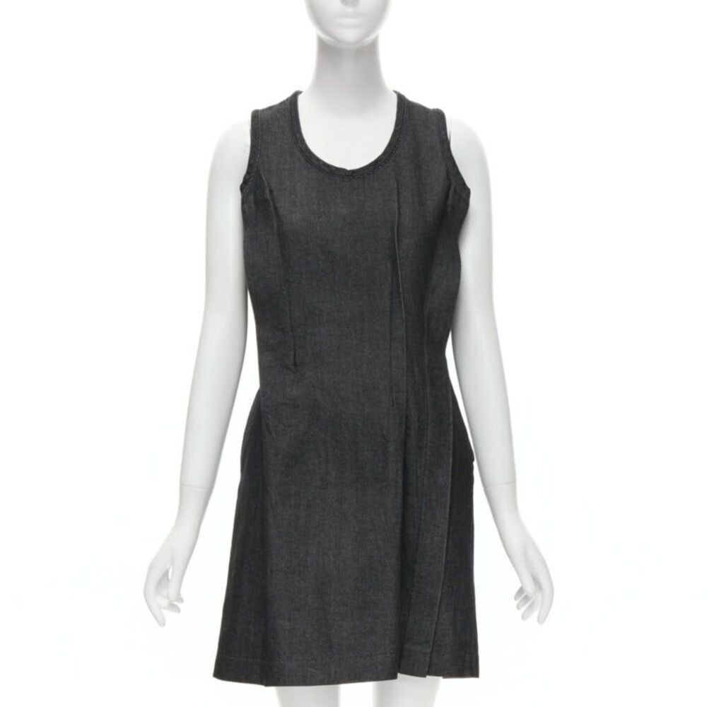 Comme des Garcons washed denim pinched seam dress